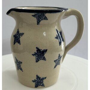 Marshall Pottery Texas Spongeware Star Creamer Pitcher Cottagecore Farmhouse